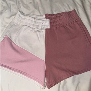 Hollister Pink and White Athletic Shorts